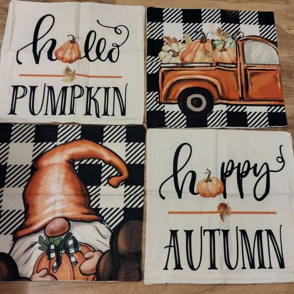 Handmade Other - NWOT Fall Throw Pillow Covers 18x18 Inch Set of 4 Hello Pumpkin Gnome Decorative